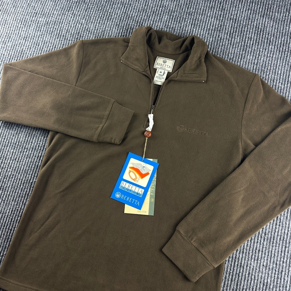 Beretta Mens Light Polar Micro Fleece 175 Half Zip Pullover Brown PU2A M